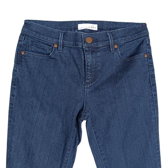 Ann Taylor LOFT Flare Mid Rise Jeans Size 27/4 Dark Blue 5 Pockets - Picture 3 of 9